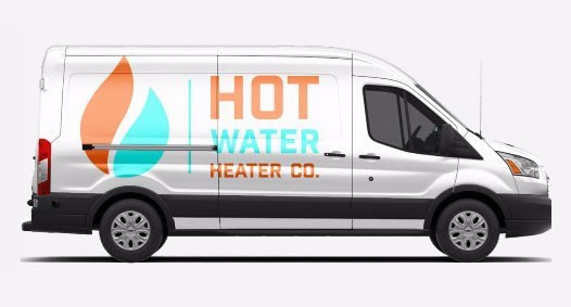 hot water heater co mobile van with a grey background